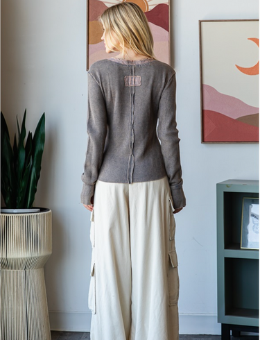 Lake Stone Henley- Gunmetal Grey